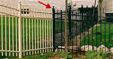 Mission Point Residential Aluminum Fence In Beige and Black With Three Way Aluminum Fence Post